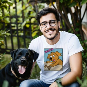 Snatch That Snack! Funny Dog Comic T-Shirt for Dog Lovers – Whimsical Pup Design