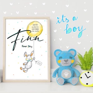Welcome New Baby Illustration, Personalised, Baby Girl, Baby Boy