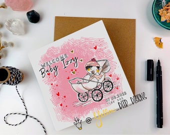 Personalised New Baby Gift | Welcome Little One | Greeting Card | Luxury Irish Greeting Card | Christening Card | Baby Girl | Baby Boy