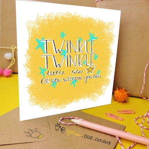 Twinkle Twinkle / Benvenuto piccolo / Biglietto d'auguri / Biglietto di lusso / Biglietto di battesimo / Bambina / Bambino / genere neutro