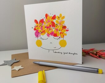 Sending good thoughts / good luck /encourage / luxury /Irish Greeting Card/ happy/ thinking of you / flowers / Friend / Sister