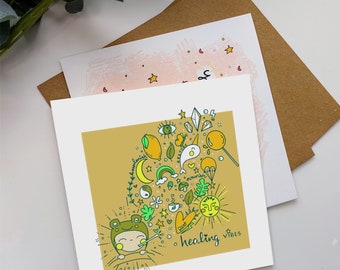 Healing Vibes/ get well soon/ luxury Irish Greeting Card/ Kitch / Hippie