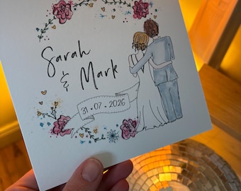 Personalisierte Hochzeitskarte | Blumenkranz, luxuriöses irisches Design