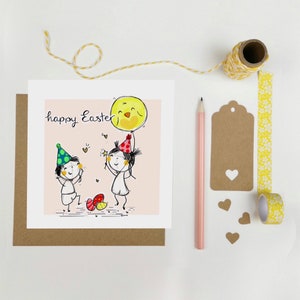 Cartão de feliz aniversário de Páscoa | Ovo | Coelho | Pintinho | Luxo | Irlandês | Frango | Ilustrado | Comemorar