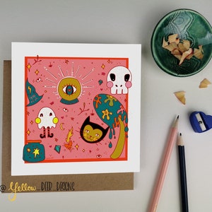 Griezelige sfeer / gothic / vriendschap / Halloween / luxe / Ierse wenskaart / fijne verjaardag / kitch / hippie / vriend / zus