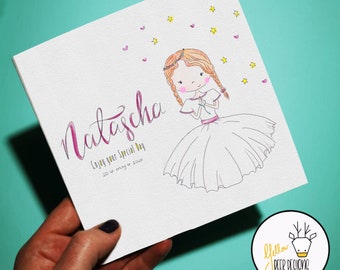 Primera Comunión / Tarjeta de Saludo Irlandesa / Personalizada para su personita muy especial / Tarjetas para sobrina / sobrino /hija / hijo