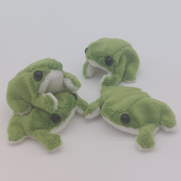 Pouf grenouille - Peluche grenouille faite main en jade