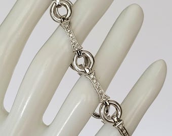 Aaron Basha 18K White Gold Diamond Bar Link Bracelet