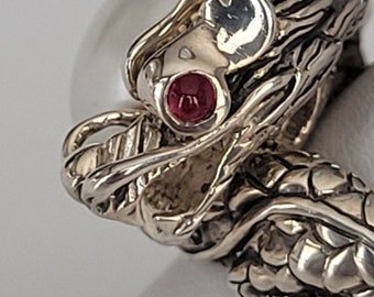 John Hardy Naga Lava White Pearl Black Sapphire Ruby Dragon Ring