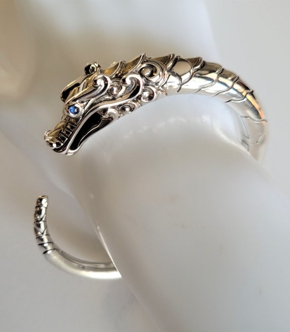 John Hardy Two Tone 18K Yellow Gold Silver Legends Naga Kick Cuff Bracelet