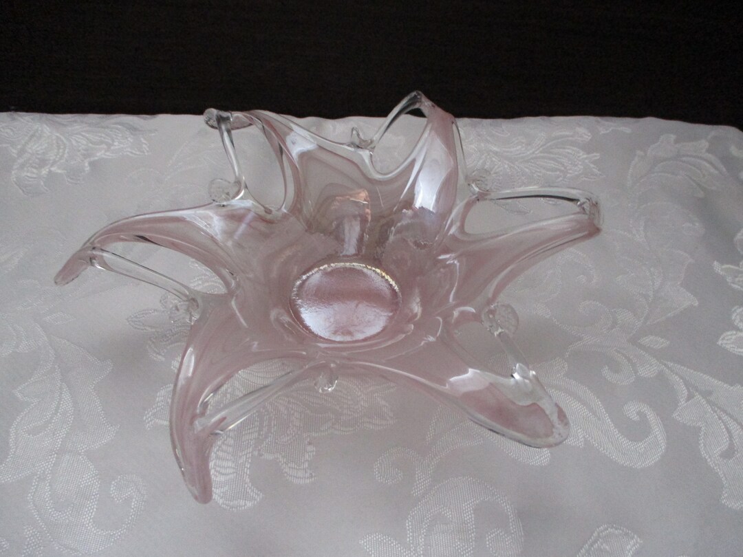 Murano Art Glass Starfish Bowl Pink Iridescent Encased in Etsy Sweden