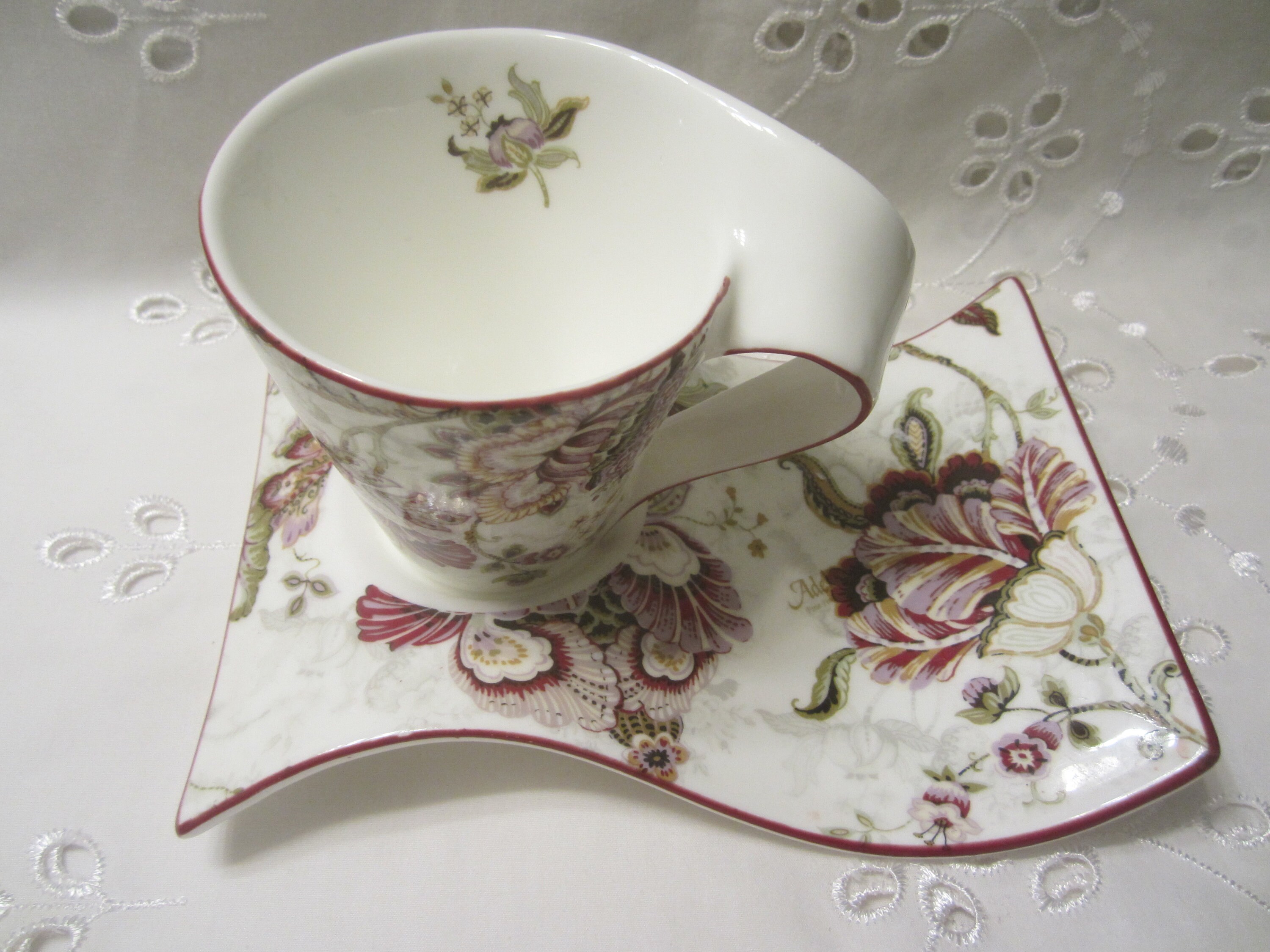 Adeline Fine Porcelain Tea/Coffee Cup With Snack Plate Etsy