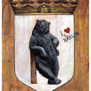 German Coat of arms Berlin. Heraldic illustration with bear. Stylized Coat of arms.  MEDIUM print + POSTCARD!