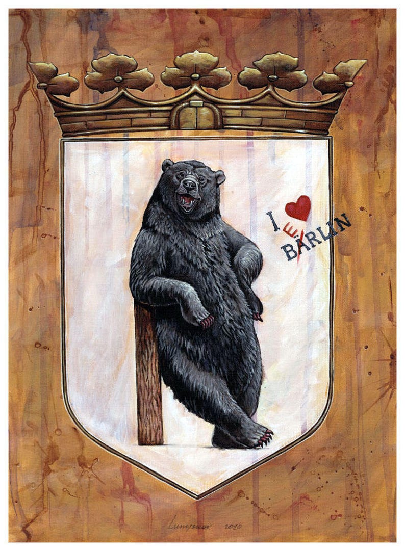 German Coat of Arms Berlin. Heraldic Illustration With Bear. Stylized