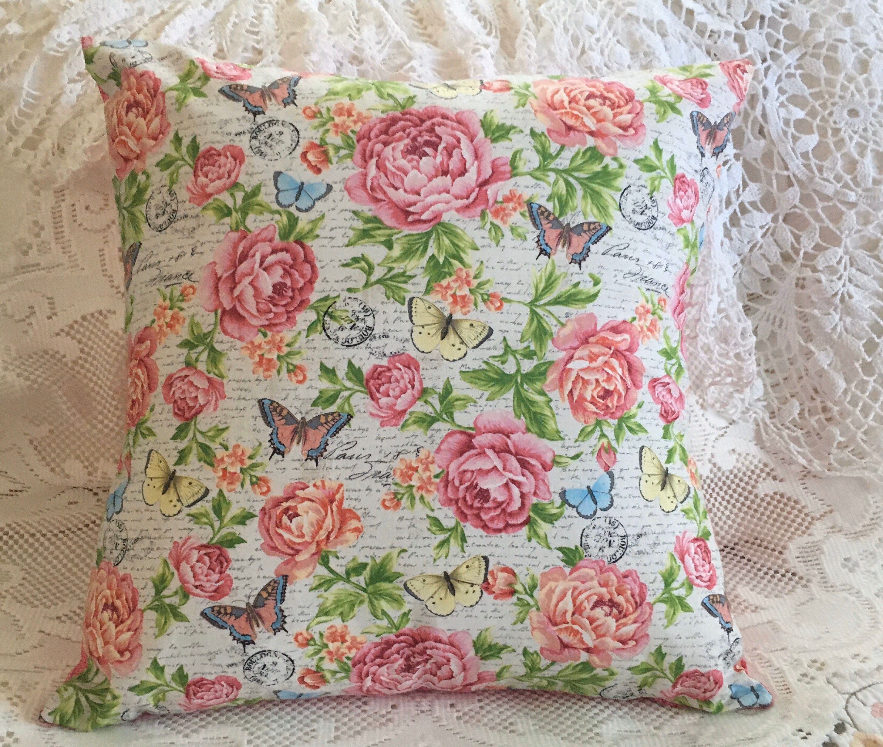 Pink Floral Pillow Cover 18 X 18 / Floral Throw Etsy UK