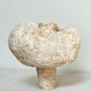 Abstract Ceramic Sculptural Vase – Handmade Textured Art Object in Natural Earth Tones, Wabi-Sabi Minimalist Decor