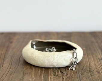Organic Ceramic Bowl | Sculptural Minimalist Stoneware | Ring dish | Neutral Art Object
