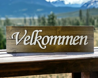 Velkommen sign, pallet wood sign, Norwegian welcome sign, Norwegian gifts, Norway, Scandinavian home decor, Danish welcome sign, Nordic gift