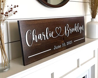 Couples name sign, closing gift, wedding gift, Anniversary gift, gift for couples, housewarming gift, personalized sign with names