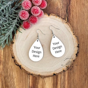 Drop dangle earring mockup, Christmas earrings, add your own design, sublimation earring mockup, product mockup, teardrop earring mockup