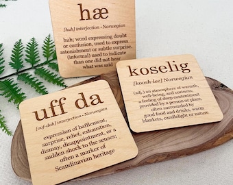 Imanes de expresión noruega: contrachapado de abedul grabado con láser, decoración escandinava