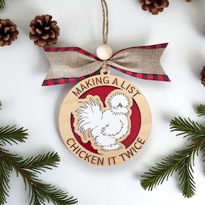 Rustic Chicken Christmas Ornament: Farmhouse Holiday Decor
