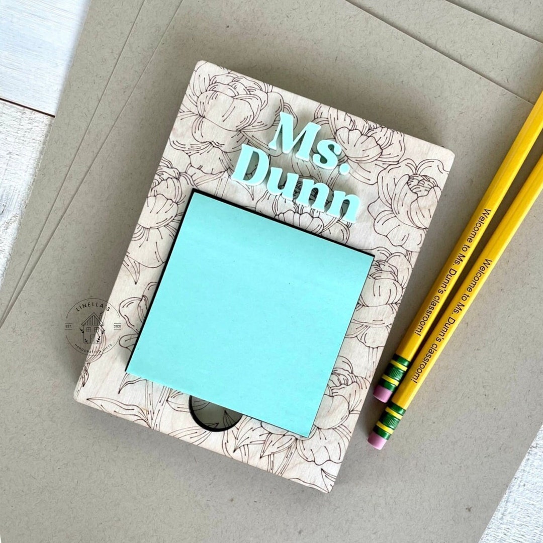 Personalized Floral Notepad Holder: Teacher Desk Organizer - Etsy