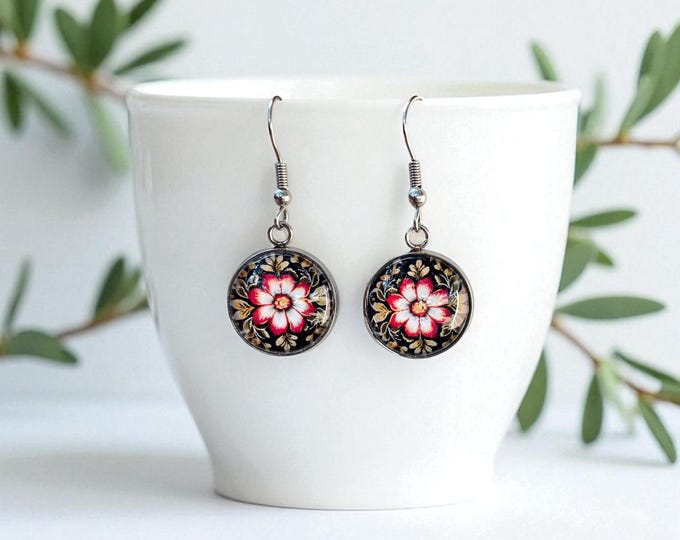 Scandinavian Dangle Earrings: Rosemaling Earrings