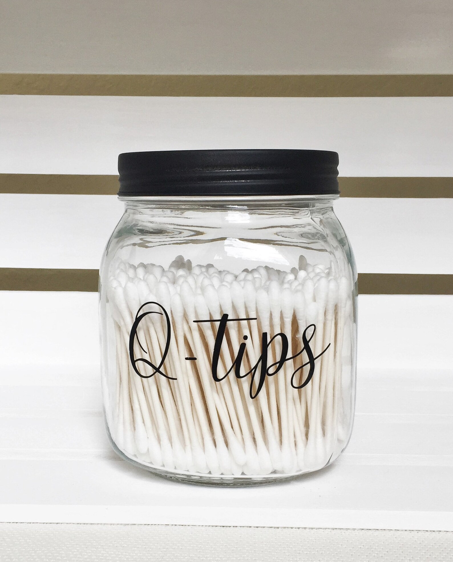 Qtips jar bathroom jar Etsy