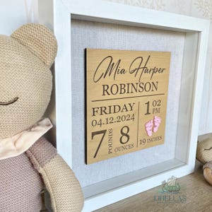 Birth announcement frame, nursery decor, baby shower gift, birth stats, personalized baby gift, shadow box, framed baby keepsake, shadow box