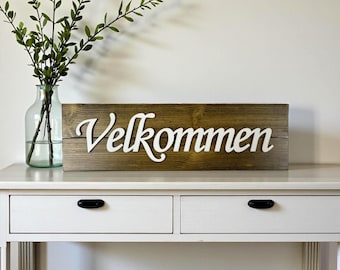 Letrero de madera de paleta Velkommen: decoración del hogar escandinavo