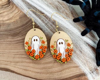 Pendientes de fantasma pintados a mano: joyas espeluznantes para Halloween