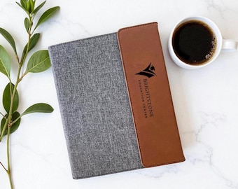 Portafolio de cuero sintético personalizado: organizador de reuniones de negocios con logotipo personalizado