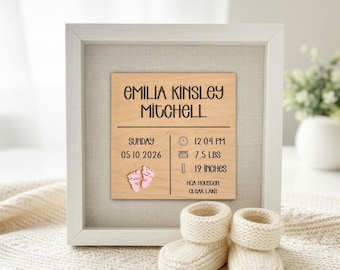 Caja de recuerdos personalizada para anunciar el nacimiento: decoración para la habitación del bebé, recuerdo para el bebé.