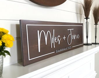 Letrero con nombre para pareja, regalo de despedida, regalo de boda, regalo de aniversario, regalo para pareja, regalo de inauguración de la casa, letrero personalizado con nombres.