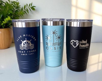 Vaso con logotipo grabado a láser: acero inoxidable de 20 oz, color camello polar