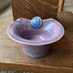 Pink and Purple Jewelry Bowl. Stoneware Clay Pottery.