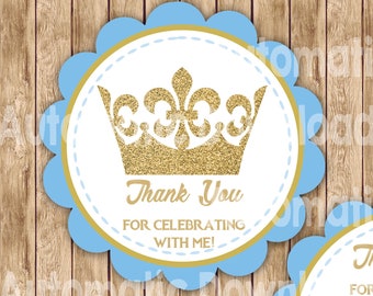 Prince Favor Tags, Blue and Gold, Royal Favor Tags, Prince Tags, Royal Tags, Party Decor, Party Birthday, Baby Shower, Blue and Gold, Invite