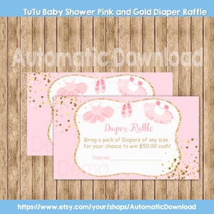 Tutu Baby Shower Pink and Gold Diaper Raffle