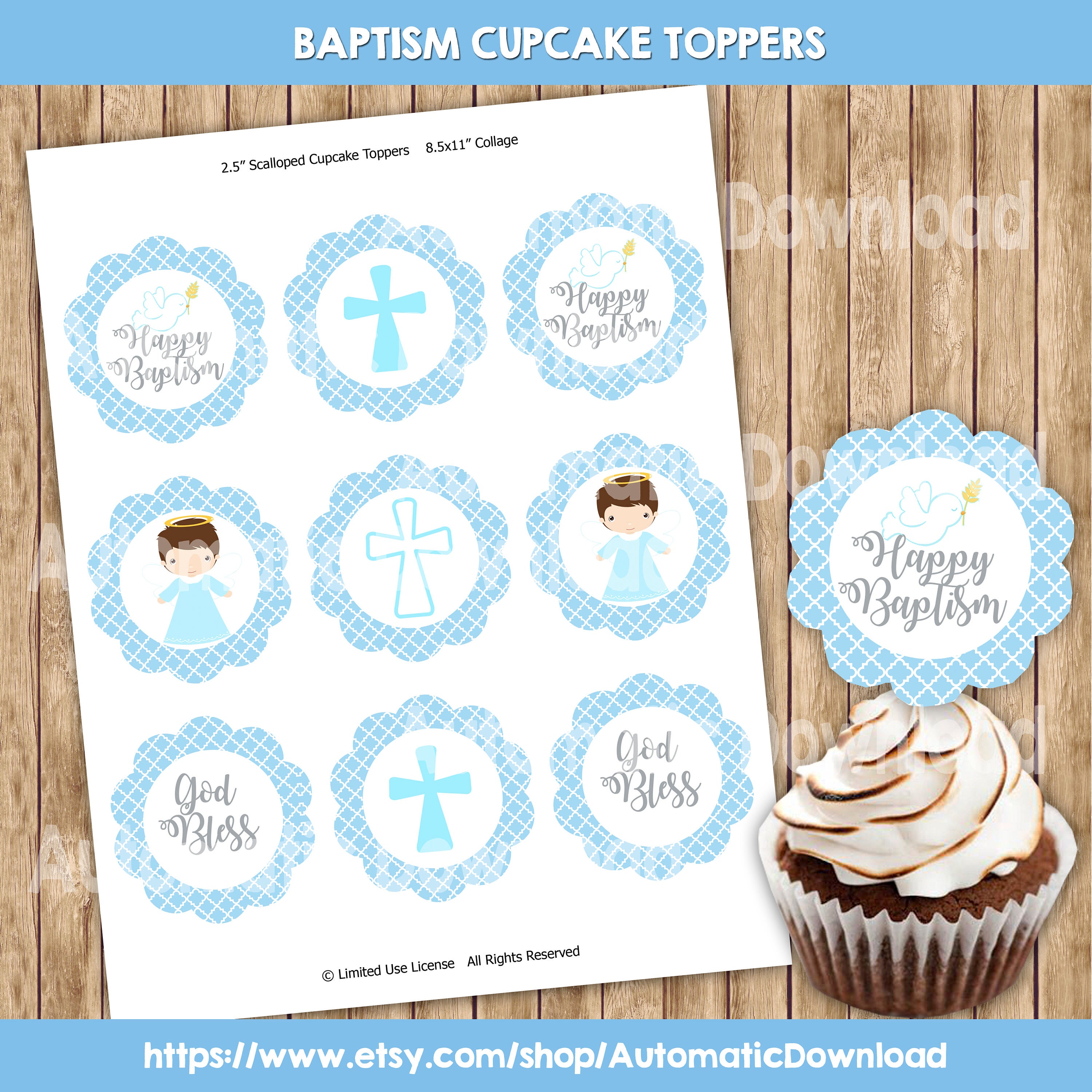 Baptism Cupcake Toppers Baptism Cupcake Baptism Toppers Etsy