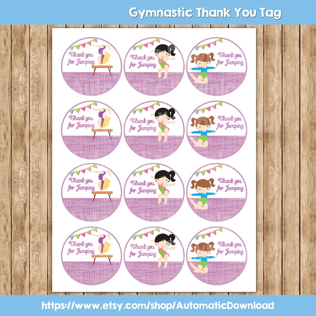 Gymnastic Thank You Tag Gymnastic Party Gymnastic Decor Etsy