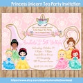 Princess Unicorn Tea Party Invitation, Princess Tea Party, Unicorn Tea Party, Unicorn Face Invite, Princess Invitation, Party Girl, Birthday product logo