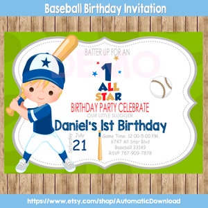 Baseball Birthday, Boy Party, Baseball Invitation, Baseball Party, Baseball Invite, Baseball Game, Boys Birthday, Party Boy, All Star