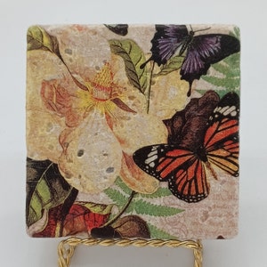 Monarch Butterfly Coaster Set, Butterfly Gifts, Natural Stone Drink Coasters, Housewarming Gifts Butterfly Home Decor, Gifts for Her