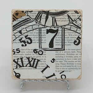 Coasters Clock Works Roman Numeral Time Natural Stone Gifts Cup Holders Barware Drinks Home Decor Furniture Protect Bar Cork Vintage Look image 1