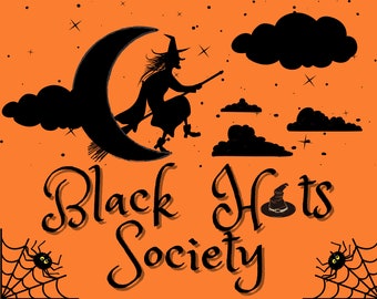 Signes d’Halloween, signes de couronne, décorations d’Halloween de la Société des chapeaux noirs