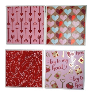 Ensemble de sous-bocks, cadeaux pour elle, porte-gobelet, sous-bock en céramique, décoration d'intérieur pour la Saint-Valentin, porte-gobelet pour la Saint-Valentin, cadeaux pour hôtesse image 1