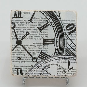 Coasters Clock Works Roman Numeral Time Natural Stone Gifts Cup Holders Barware Drinks Home Decor Furniture Protect Bar Cork Vintage Look image 4