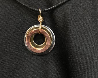 Stainless Steel Round Washer Donut Pendant 32mm Necklace Pendant