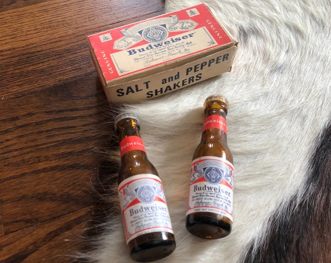 Vintage Budweiser Salt and Pepper Shakers With Box Etsy